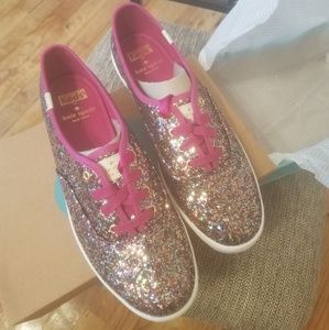 NWT Keds for Kate Spade multi glitter pink sneaker